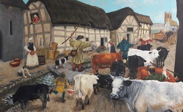 Cattle Drovers in Welsh Row by Les Pickford